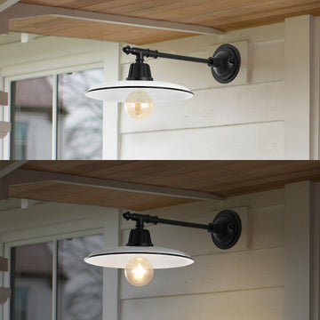 Bonner 12" Farmhouse Industrial Indoor/Outdoor Iron LED Victorian Arm Outdoor Sconce - JONATHAN Y